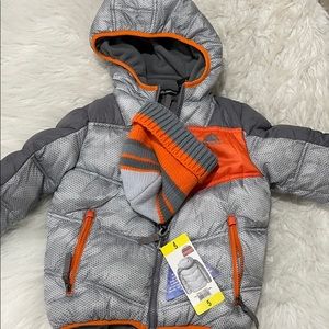Orange grey winter jacket